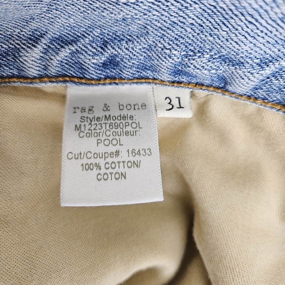 Rag & Bone Fit 2 Slim Straight Jeans Button Fly Light Wash Distressed Denim 31 - Picture 10 of 12